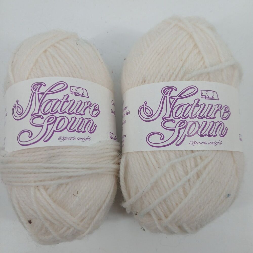 Vintage Nature Spun 100% Wool Yarn Cream Natural Lot of 2 Skeins